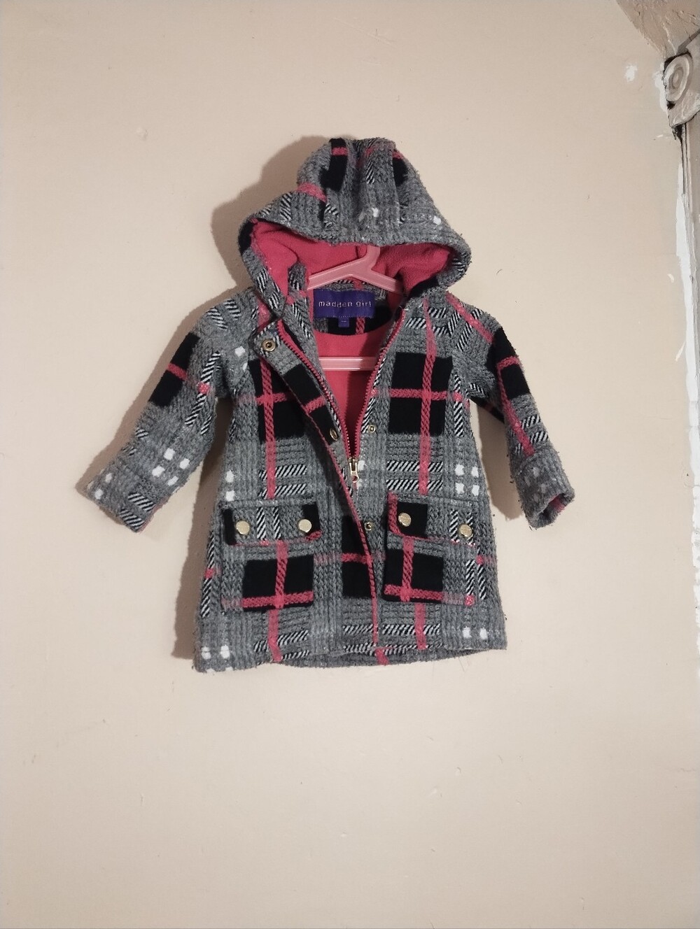 Madden girl plaid hoodie coat size 18 m